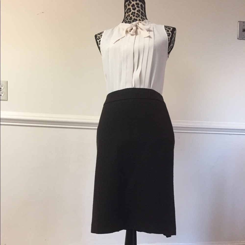Brown Tweed Skirt w/Double Kick Pleat